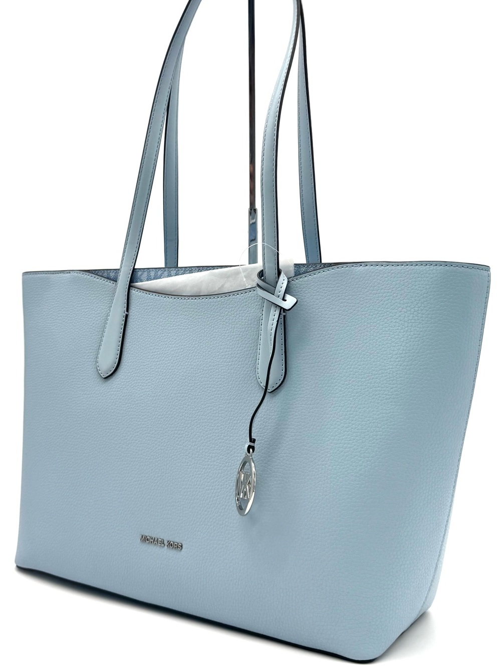 Michael Kors Arden Large Leather Tote Bag Pale Ocean Blue